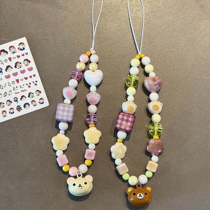 Men Accessories Aesthetic - Rilakkuma Ins esthetische telefoonriem met kralen,