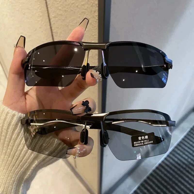 Sunglasses Polarized Men - Meekleurende zonnebril met half montuur, heren,