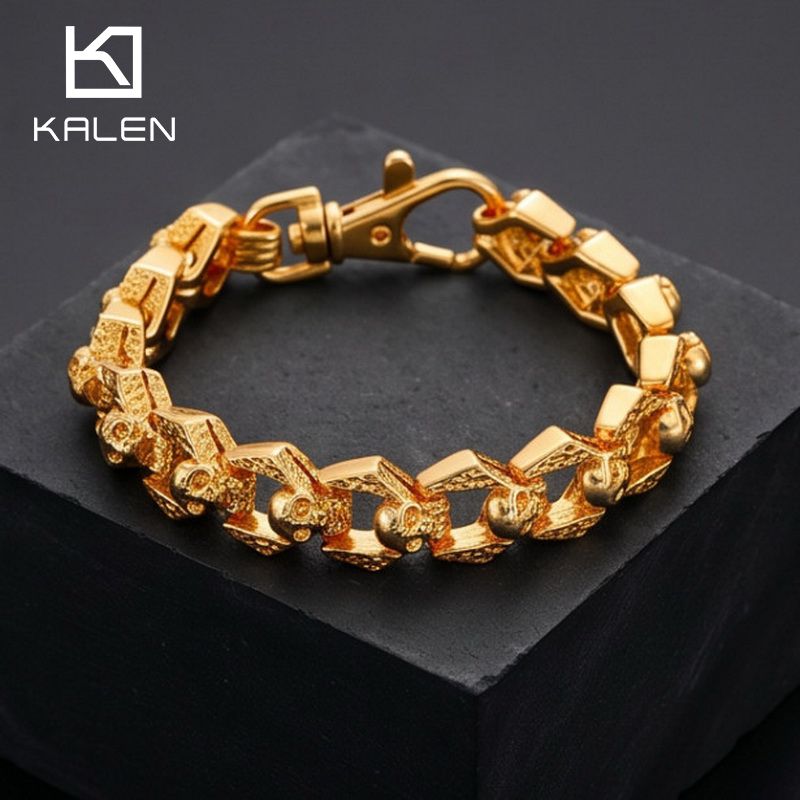 Men'S Accessories Affordable - KALEN Heren betaalbare luxe roestvrijstalen schedelarmband