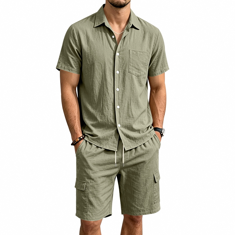 Men'S Accessories Pouch - Heren zomer Amerikaans linnen tweedelige set