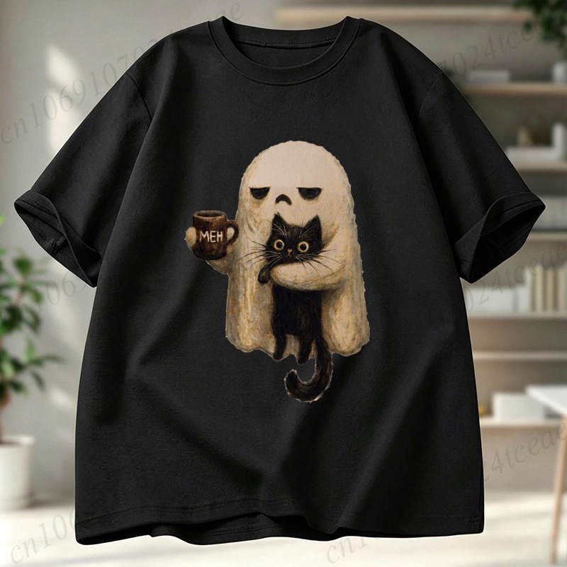 Ghost-Cat Shirt Spooky Black C - Men Accessories Aesthetic recensie en prijs